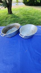 2 Vintage Heavy Aluminum Roasting Pots