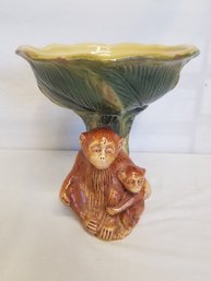 Maxcera Hand Painted Ceramic Monkey Pedestal Bowl