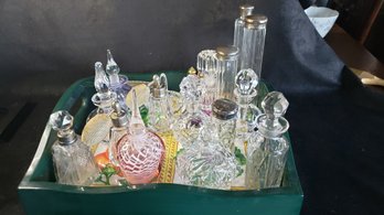 Extensive Crystal And Perfume Bottle Collection 22 PIECES