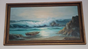 LARGE WAVE ORIGINAL OIL PAINTING BY STEVENS