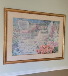 Summer Themed Print.  Large And Colorful. Gilt Framed. - - - - - - - - - - - - -- - - - - - - Loc: Gar