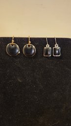 2 Pair Of Black Stone Earrings