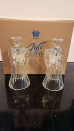 Brand New Crystal Angel Candle Holders