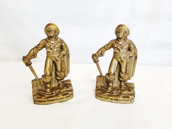 Pair Of Cast Iron Pirate Buccaneer Bookends With Bronze Finish