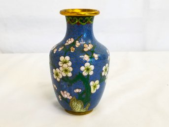 Vintage Chinese Cloisonne  4' Enamel Floral Vase