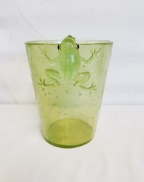 RARE Vintage MCM 1960s See Thru Acrylic Green Frog Ice Bucket/trash Can