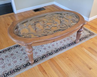 Oval Coffee Table.  Glass Top.