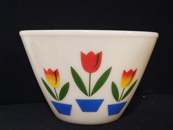 Vintage Fire King Oven Ware Tulips Splash Proof Mixing Bowl