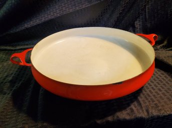 Vintage Dansk Designs IHQ Denmark Large Orange Paella Pan With Handles