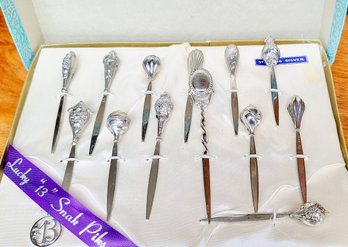 Unused Set Of Sterling Silver Snack/ Appetizer Picks In Box (12)