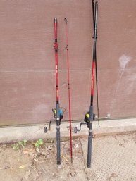 Three Saltwater Fishing Rods And Reels Including Shakespeare And More