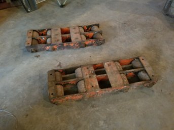 Two Vintage Heavy-duty Equipment Rollers