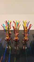 6 Pier I Rainbow Water Goblets