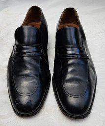 Men's Used Cortina Black Leather Loafers Made In Italy.