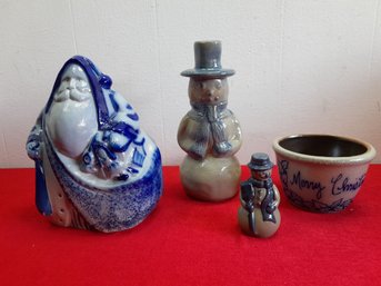 Blue Glazed Pottery Christmas Lot #50