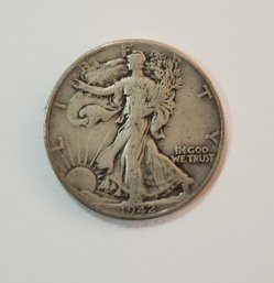 Lot #1 ~ 1942 Silver Walking Liberty Philadelphia 50-cent Half Dollar Coin