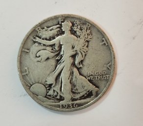 Lot #5 ~ 1936 Silver Walking Liberty Philadelphia 50-Cent Half Dollar Coin