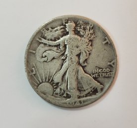Lot #8 ~ 1941 Silver Walking Liberty Philadelphia 50-Cent Half Dollar Coin