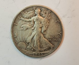 Lot #14 ~ 1943 Silver Walking Liberty Philadelphia 50-Cent Half Dollar Coin