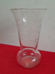 HUGE Etched Glass Vase