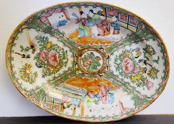 Antique Chinese Oval Famille Rose Canton Serving Platter - Beautiful!!