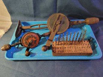 2 Antique Hand-Crank Drills