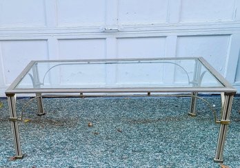 Vintage Metal Coffee Table With Glass Top