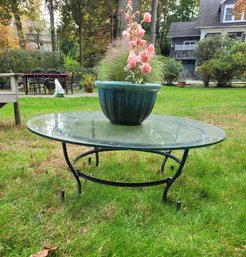 Lovely Glass Top Metal Frame Outdoor Table