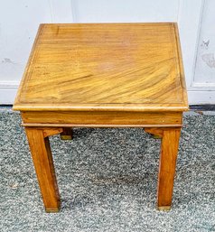 Fine Quality Vintage Side Table With Brass Feet And Brass Trimming Around Edge Of Top