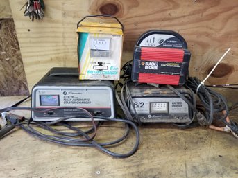 Lot Of Four Battery Chargers-schumacher, Exide, Black & Decker