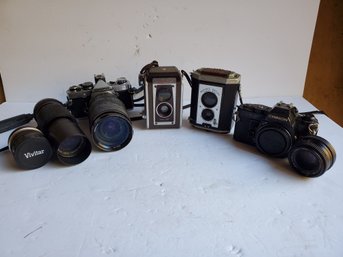 Vintage Cameras & Lenses - Kodak Duaflex II, Brownie Reflex, Chinon, Olympus, Vivitar & More