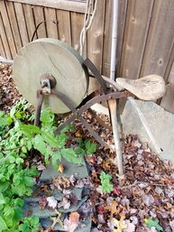 Antique Hand Powered Grinding Wheel Or Sharpening Stone