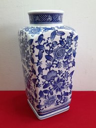 Blue And White Floral Vase #17