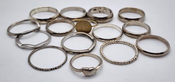 Assorted Lot Of 15 Vintage Sterling Silver Rings