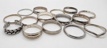 Assorted Lot Of 15 Vintage Sterling Silver Rings