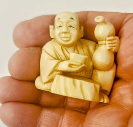 Antique Japanese Meiji Netsuke Hand Carved Ivory Miniature Figurine