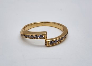 Fancy CZ Ring In Gold Over Sterling