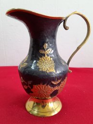 Black And Brass Floral Pitcher