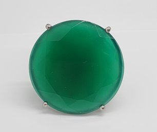 Huge Green Onyx Ring In Platinum Over Sterling