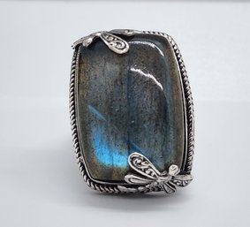 AAA Labradorite Dragonfly Ring In Sterling