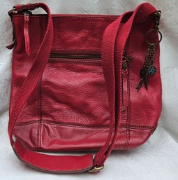 'The Sak' Red Handbag Adjustable Crossbody Shoulder Strap Zip Closure Multiple Pockets.