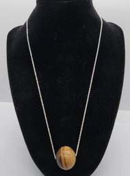 African Tigers Eye Necklace In Sterling Silver