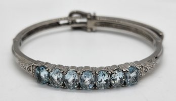 Sky Blue Topaz Bangle Bracelet In Stainless