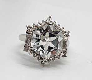 White Topaz Ring In Platinum Over Sterling