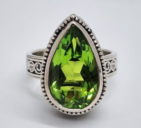 Chartreuse Quartz Ring In Sterling Silver