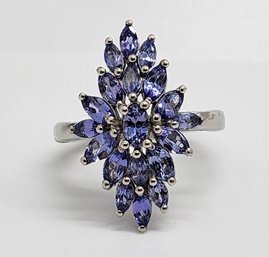 Openable Tanzanite Ring In Platinum Over Sterling