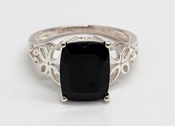 Black Tourmaline, Black Spinel Ring In Sterling