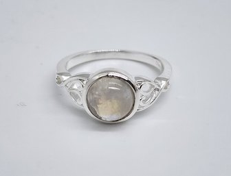 Rainbow Moonstone Ring In Sterling