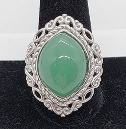 Aventurine Ring In Rhodium Over Sterling