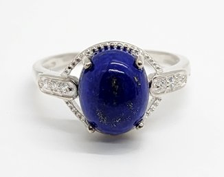 Lapis Lazuli, Faux Diamond Ring In Sterling